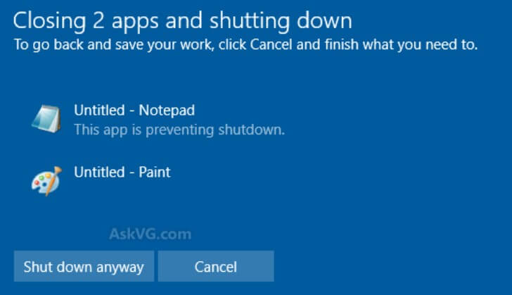 closing app and shutdown
