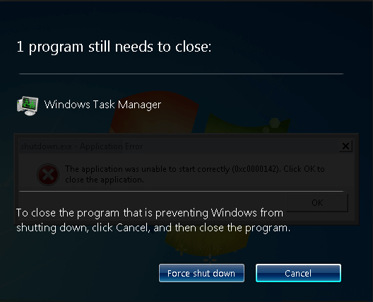 Thông báo xác nhận Force Shutdows trên Windows 7