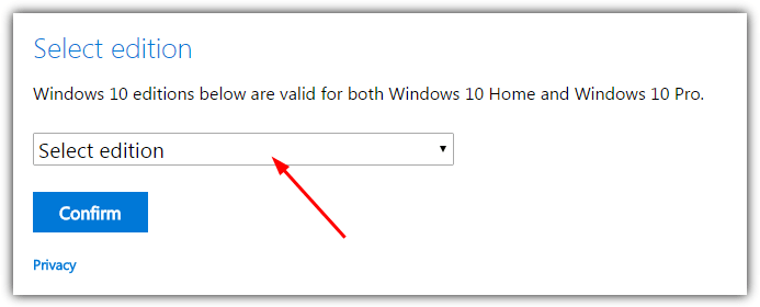hộp thoại chọn phiên bản Windows