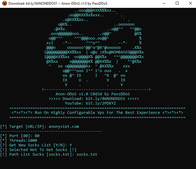 Tải Tool Anon DDoS Website bằng SOCKS hoặc Proxy